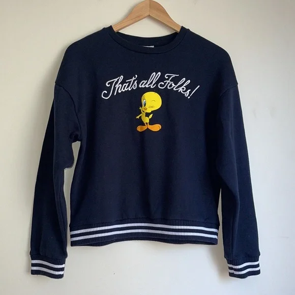 LOONEY TUNES | Tweety Bird navy fleece crew neck sweater - Picture 3 of 7
